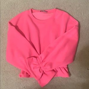 PINK PEPLUM CREW NECK
